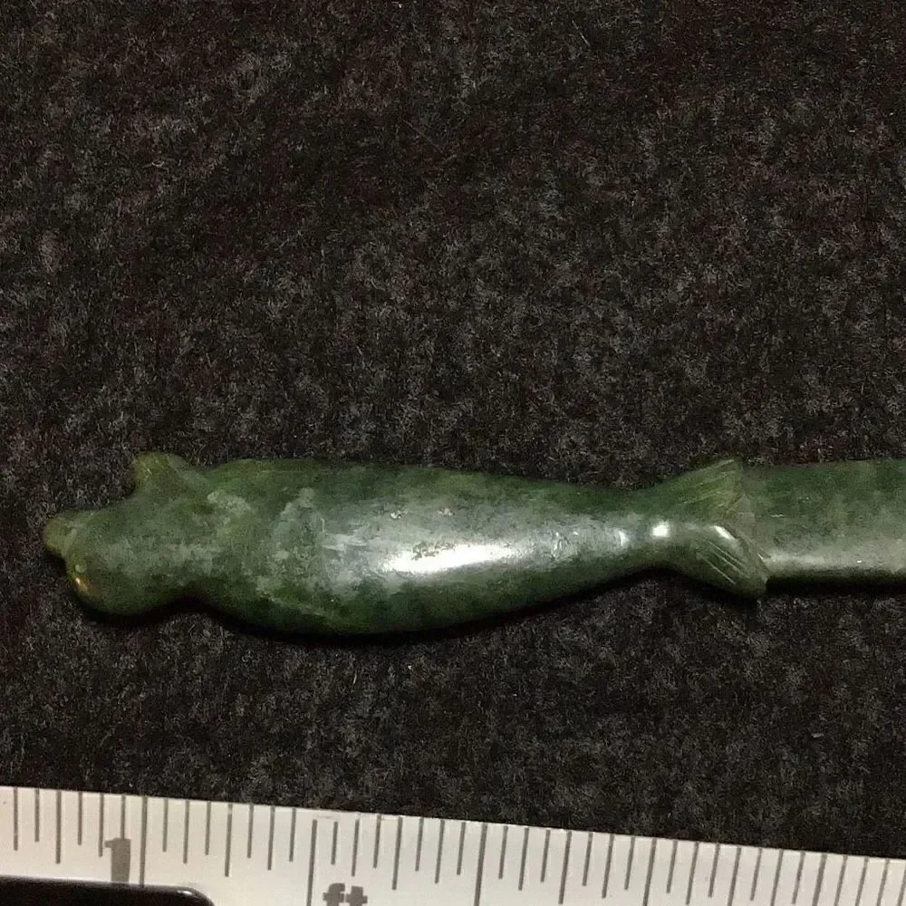 Carved stone (jade I think) seal letter opener